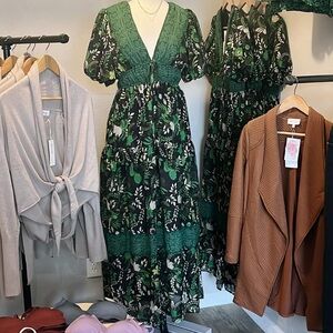 Entro Green and Black Floral Dress